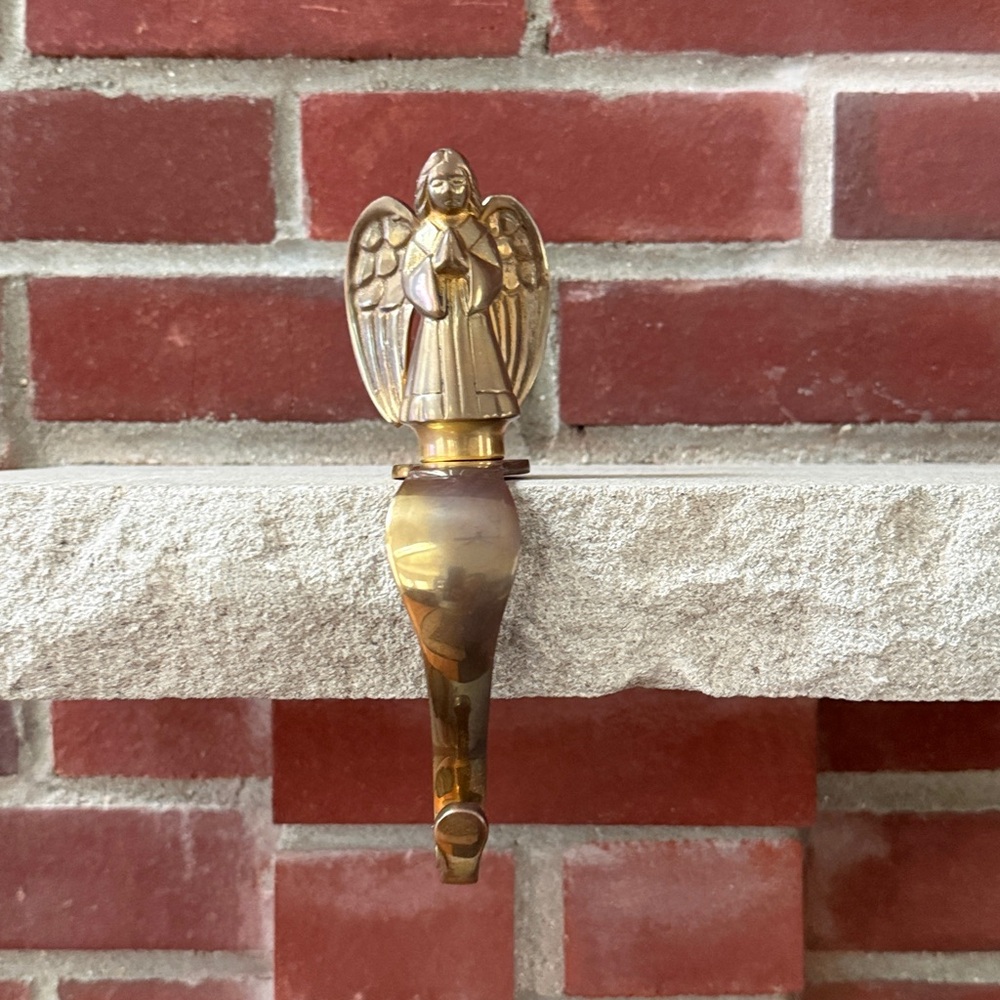 Angel vintage solid brass stocking hanger